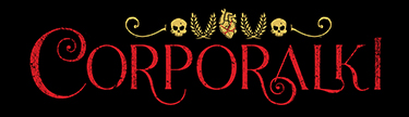 Fancy graphic text that spells "corporalki" in decorative red script with ornate golden accents and small symbols above the letters, presented on a dark background.